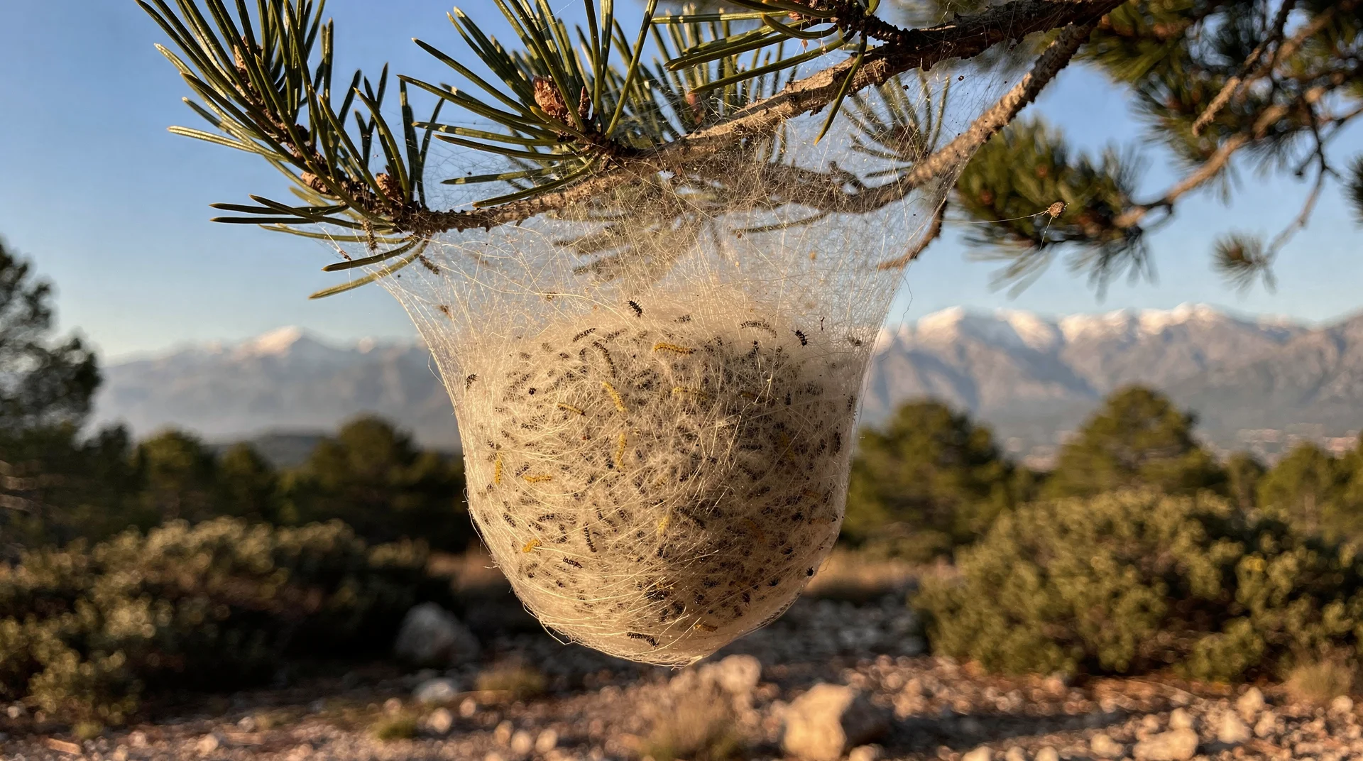 Nid de chenilles processionnaires du pin en Occitanie